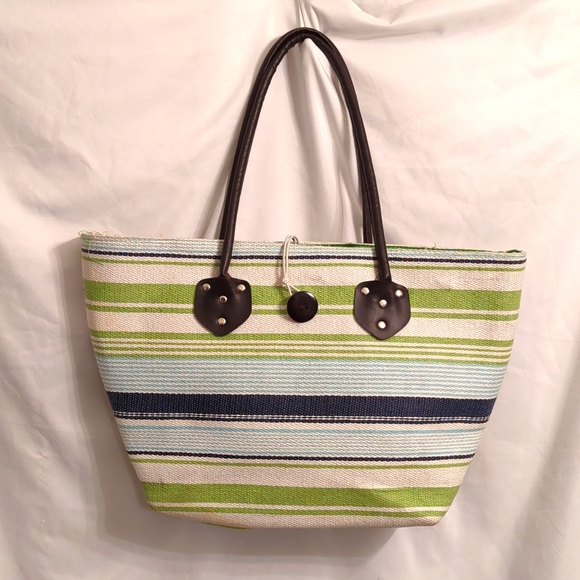 Woven Striped Tote Bag - Picture 1 of 9
